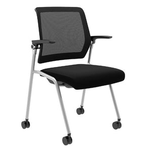 Artii Multi-purpose mobile nesting stackable chair black seat black mesh silver frame modern design - ChicagoOfficeChair.com   beniia.com/arti