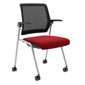 beniia office furniture Artii mobile nesting flip seat chair with casters silver frame burgundy seat cushion black mesh black arms modern design professional corporate furniture  Multi-purpose nesting chair - ChicagoOfficeChair.com www.beniia.com
