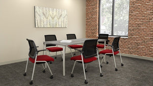 Artii Multi-purpose nesting chair with casters stackable storage option pivot mesh backrest antimicrobial seat cushion  - ChicagoOfficeChair.com